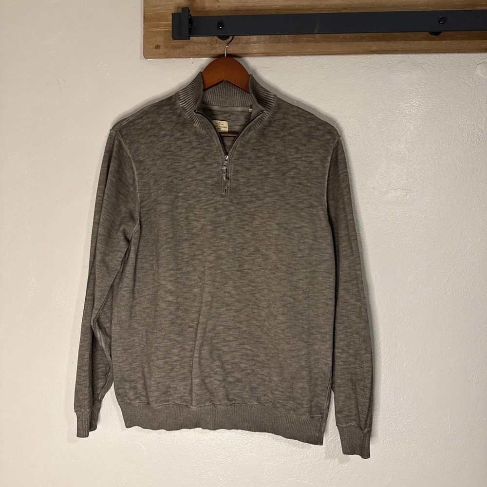 Tommy Bahama Jeans 1/4 Zip Pullover Long Sleeve Shirt Men's XL Brown Island Zone